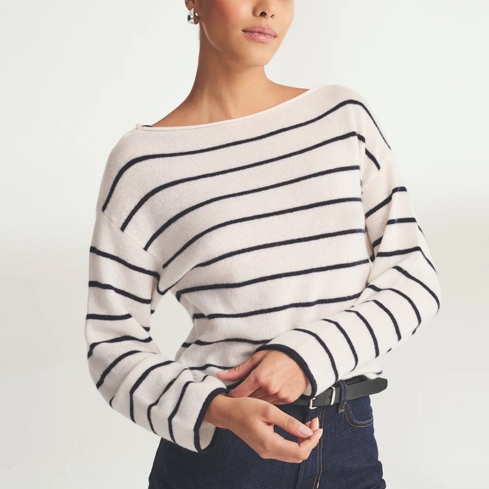 NAADAM Black and White Striped Sweater
